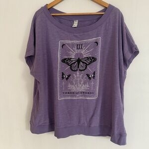 Harper & Zoe Women Purple Pullover Short Sleeve Top Plus Size 3X